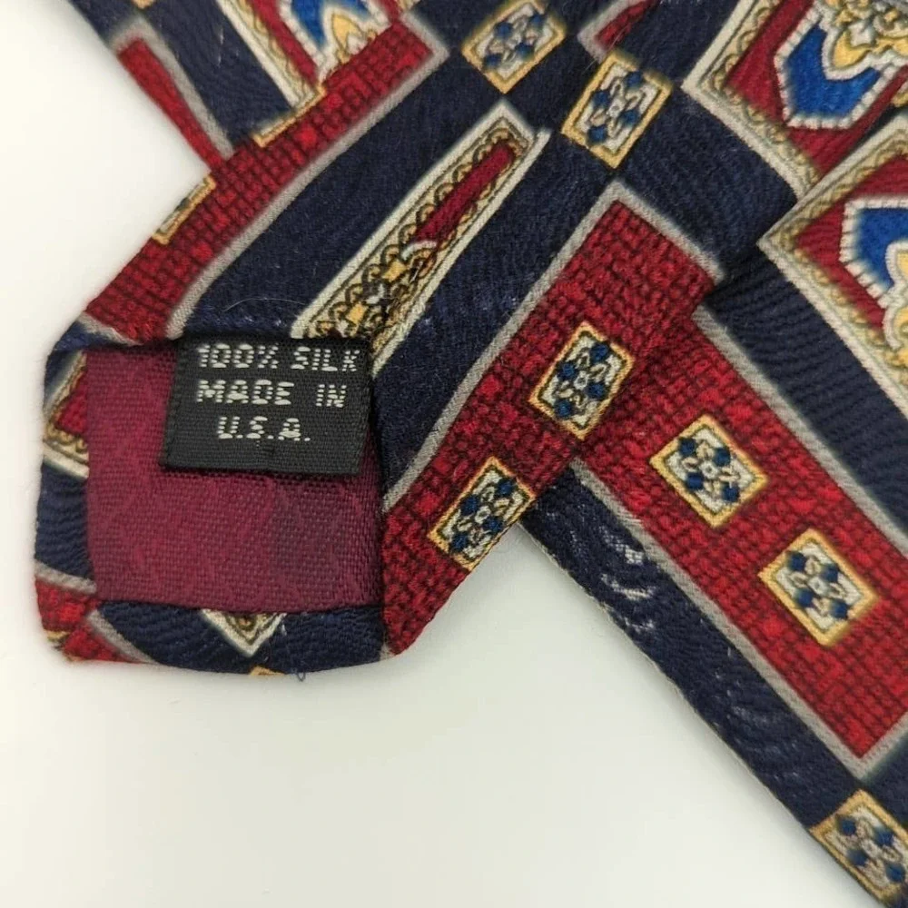 PIERRE Balmain Paris All Silk Regal Print Neck Tie Classic Retro Made in the USA